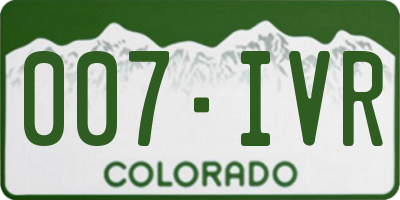 CO license plate 007IVR