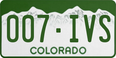 CO license plate 007IVS