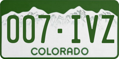 CO license plate 007IVZ