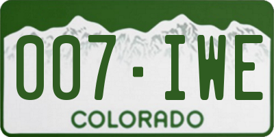 CO license plate 007IWE