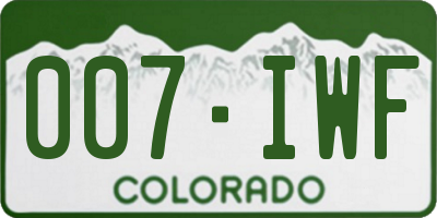 CO license plate 007IWF