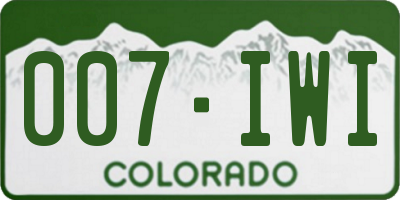 CO license plate 007IWI