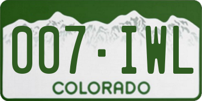 CO license plate 007IWL