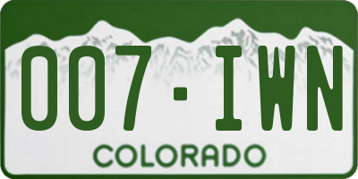CO license plate 007IWN