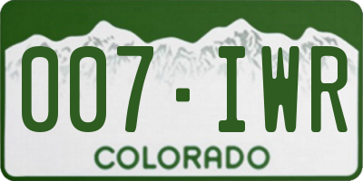 CO license plate 007IWR