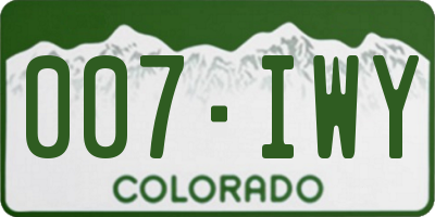 CO license plate 007IWY