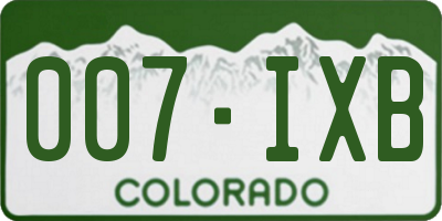 CO license plate 007IXB