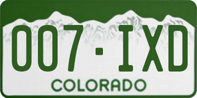 CO license plate 007IXD
