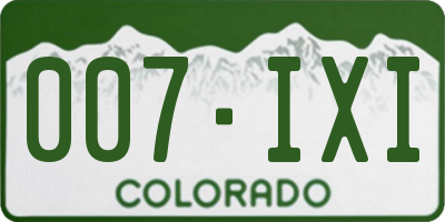 CO license plate 007IXI