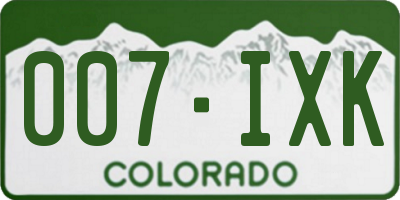 CO license plate 007IXK