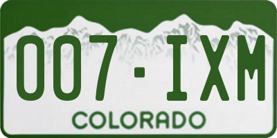 CO license plate 007IXM