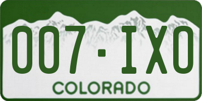 CO license plate 007IXO