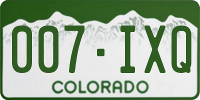 CO license plate 007IXQ