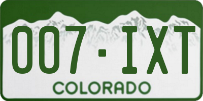 CO license plate 007IXT