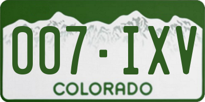 CO license plate 007IXV