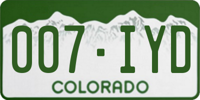 CO license plate 007IYD