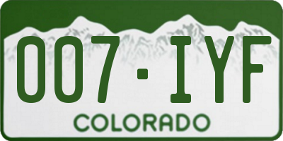 CO license plate 007IYF