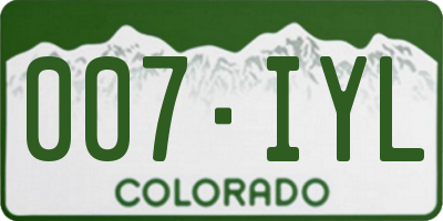 CO license plate 007IYL