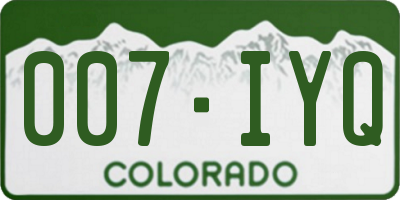 CO license plate 007IYQ