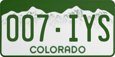 CO license plate 007IYS