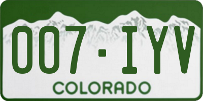 CO license plate 007IYV