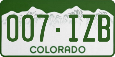 CO license plate 007IZB