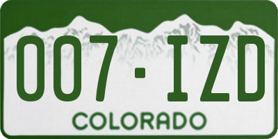 CO license plate 007IZD