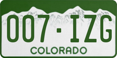 CO license plate 007IZG