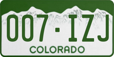 CO license plate 007IZJ