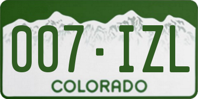 CO license plate 007IZL