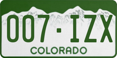 CO license plate 007IZX