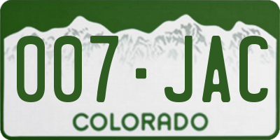 CO license plate 007JAC
