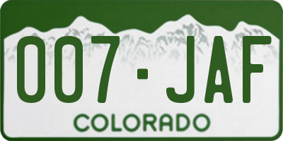 CO license plate 007JAF