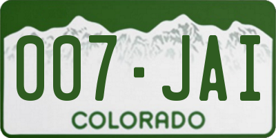 CO license plate 007JAI
