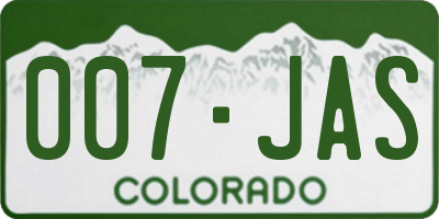 CO license plate 007JAS