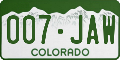 CO license plate 007JAW