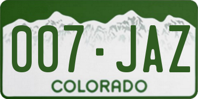 CO license plate 007JAZ