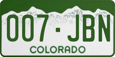CO license plate 007JBN