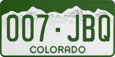 CO license plate 007JBQ