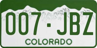 CO license plate 007JBZ