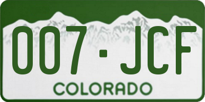 CO license plate 007JCF