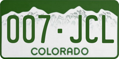 CO license plate 007JCL