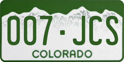 CO license plate 007JCS