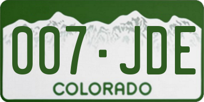 CO license plate 007JDE