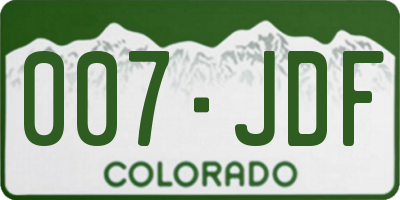 CO license plate 007JDF