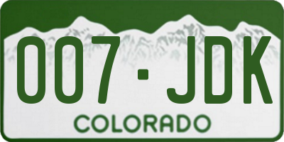 CO license plate 007JDK