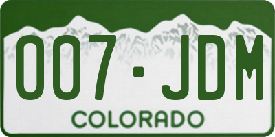 CO license plate 007JDM