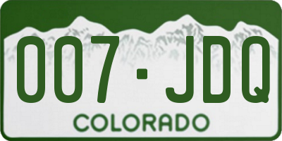 CO license plate 007JDQ