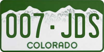 CO license plate 007JDS