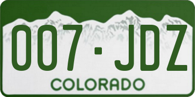 CO license plate 007JDZ